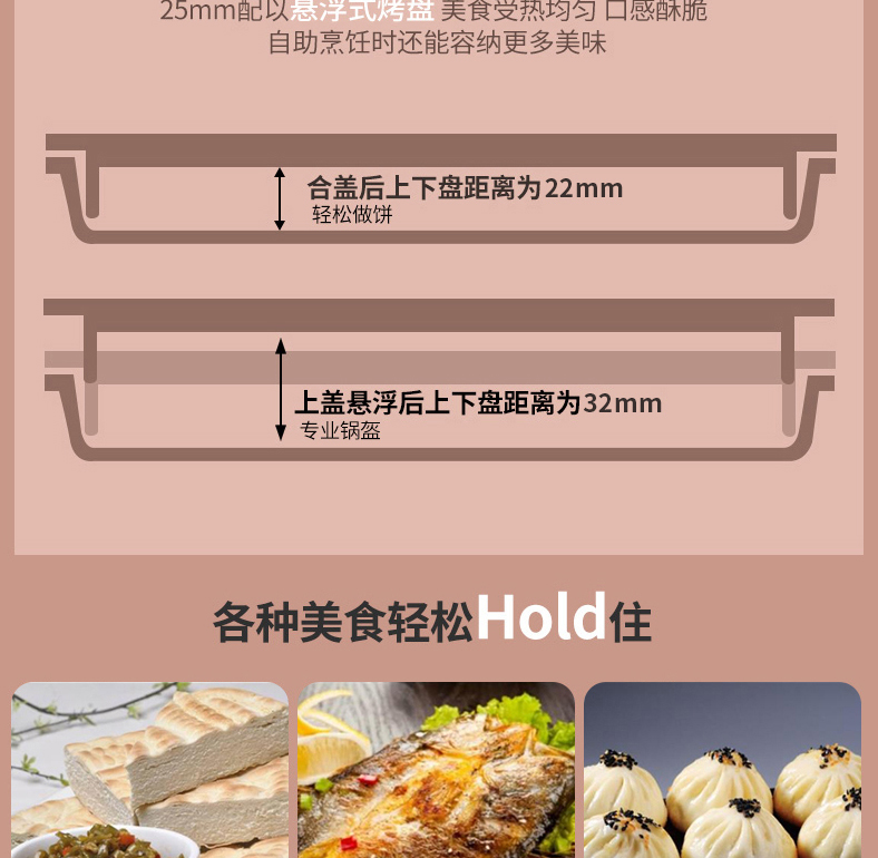 苏泊尔/SUPOR 电饼铛家用双面加热烙饼锅煎薄饼机加深饼档JJ30A848