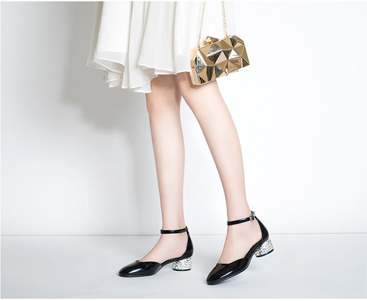 玛丽兰夏季单鞋欧美韩版开边珠牛皮时尚舒适凉鞋