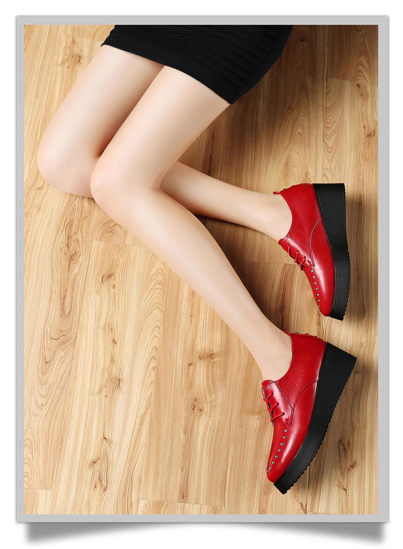 古奇天伦坡跟单鞋8251厚底深口松糕鞋秋新款欧美时尚铆钉系带女鞋