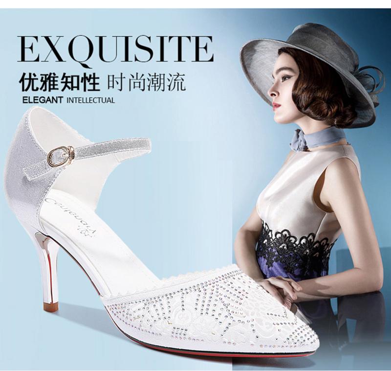 百年纪念1453春夏新款韩版尖头凉鞋气质细跟高跟单鞋女