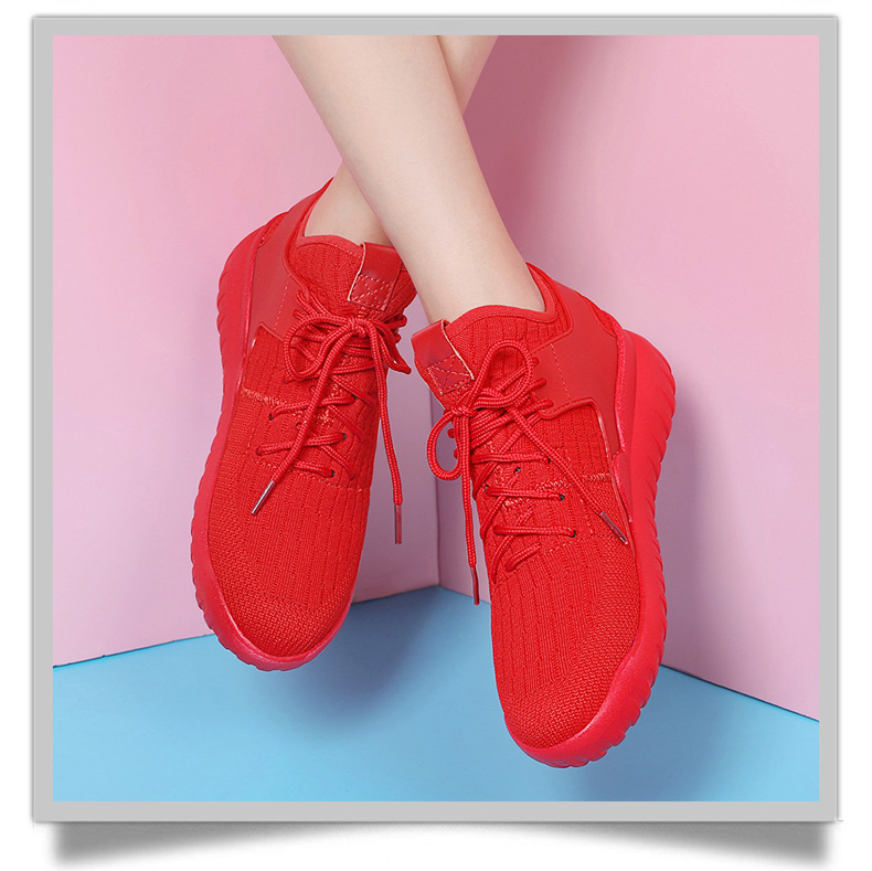 古奇天伦 8520韩版小红鞋女鞋秋季新款平底单鞋运动鞋学生红色休闲跑步鞋子