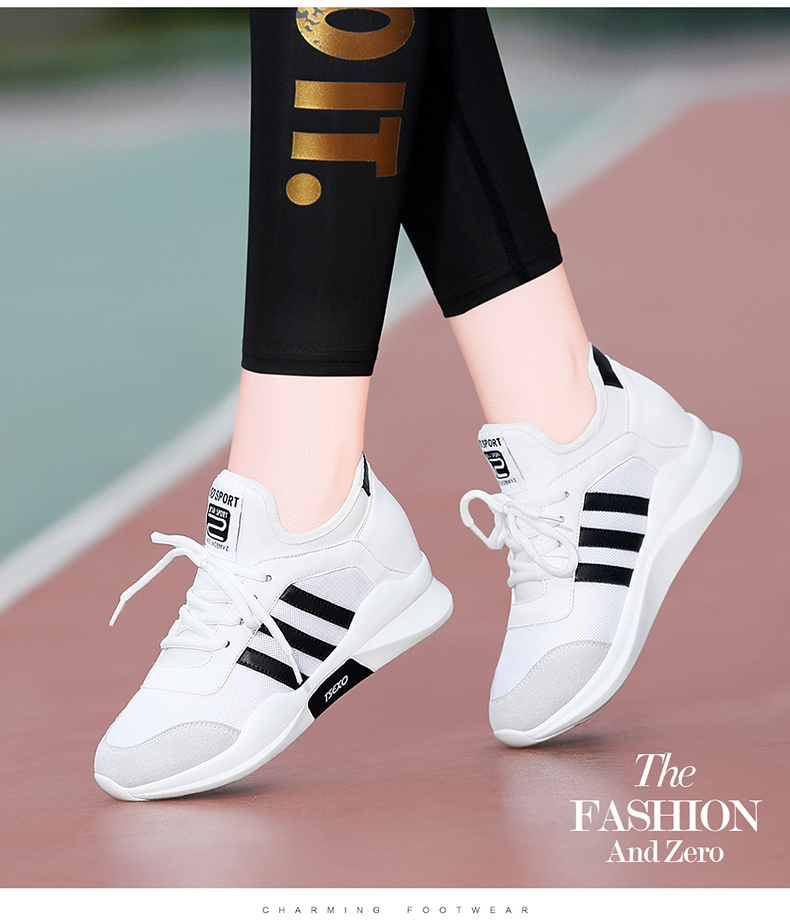 百年纪念 内增高鞋新款夏季女百搭韩版运动休闲透气跑步小白鞋