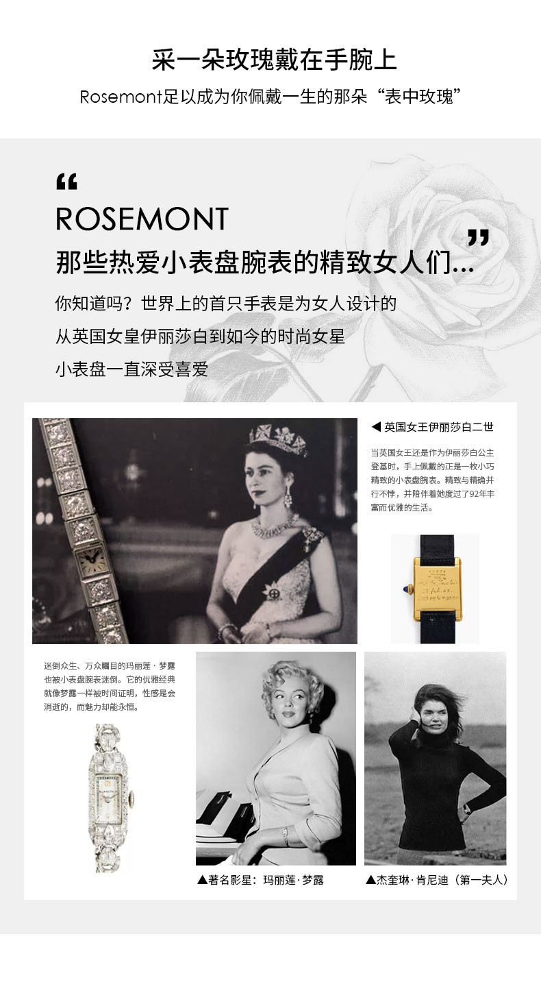 Rosemont孙艺珍同款小巧皮带方形小众表复古气质简约品牌手表女款 风靡日韩ins热推 罗马优雅玫