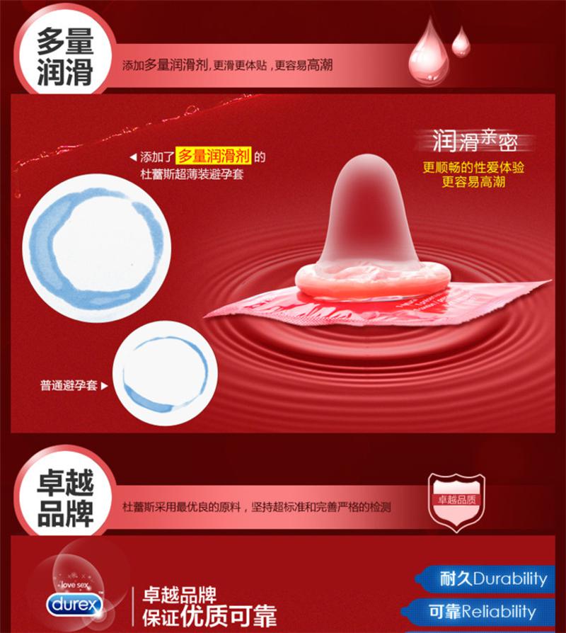 包邮Durex/杜蕾斯套装 超薄12只+送凸点3  安全套 避孕套 计生用品