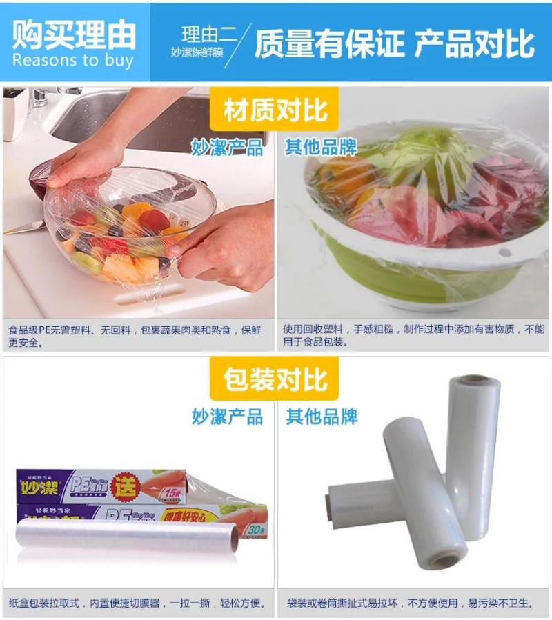 PE保鲜膜切割器大卷组合装高鲜保鲜膜妙洁1010 冰箱微波炉专用