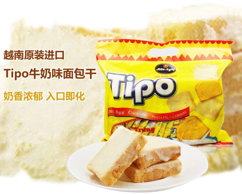 越南Tipo面包干 进口饼干零食品 鸡蛋牛奶味 面包片 300g ★★