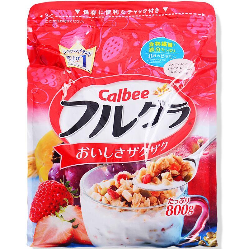 日本进口Calbee卡乐比卡乐b水果仁谷物营养即食燕麦片早餐800g【全国包邮】