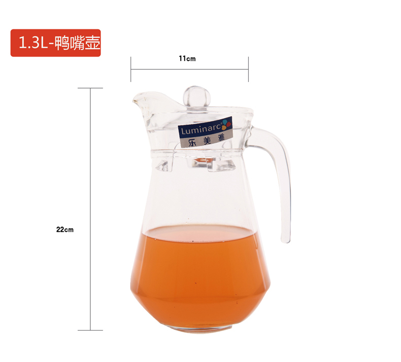 鸭嘴壶 冷水壶大容量果汁壶家庭用玻璃凉水壶大容量1.3L喝水壶【全国包邮】【新款】