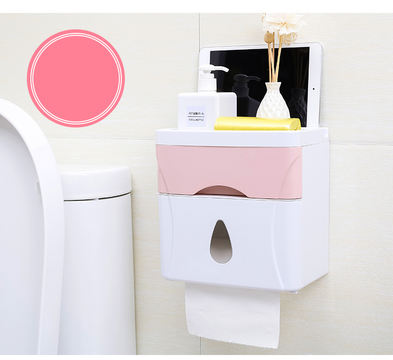 卫生间免打孔卷纸筒抽纸厕纸盒 防水卫生纸置物架