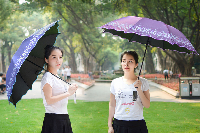 梨花春色雨伞 晴雨伞 防晒紫外线遮阳伞 女士折叠三折伞