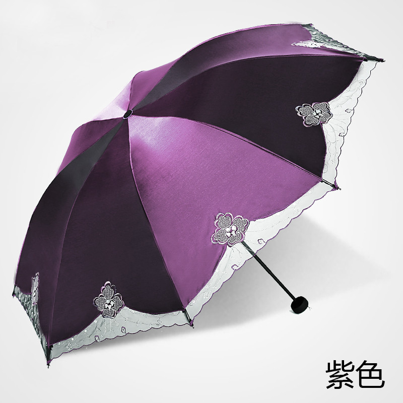 遮阳太阳伞 防紫外线蕾丝绣花晴雨伞  女士防晒黑胶伞