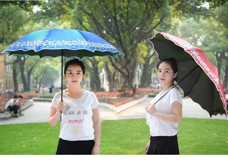 梨花春色雨伞 晴雨伞 防晒紫外线遮阳伞 女士折叠三折伞