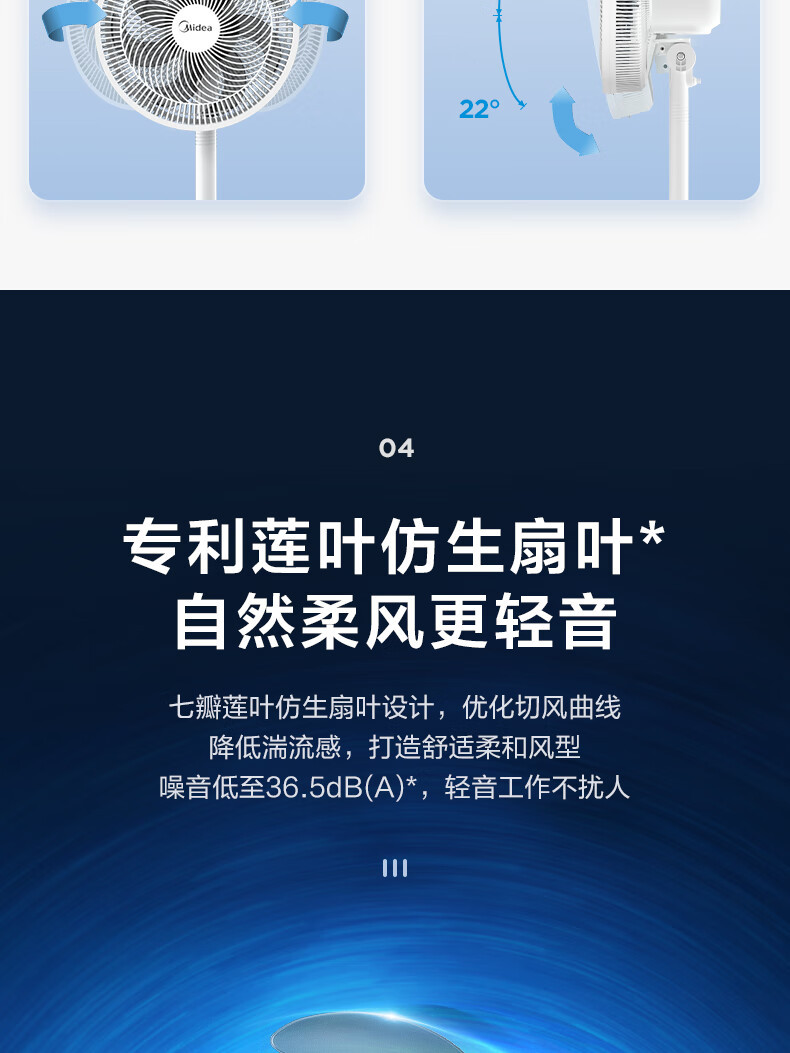 美的/MIDEA 三档风速升降摇头7叶大风台地两用落地扇 FSA30YB