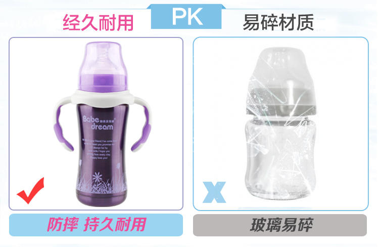 纽西贝儿健不锈钢宽口径保温奶瓶180ml