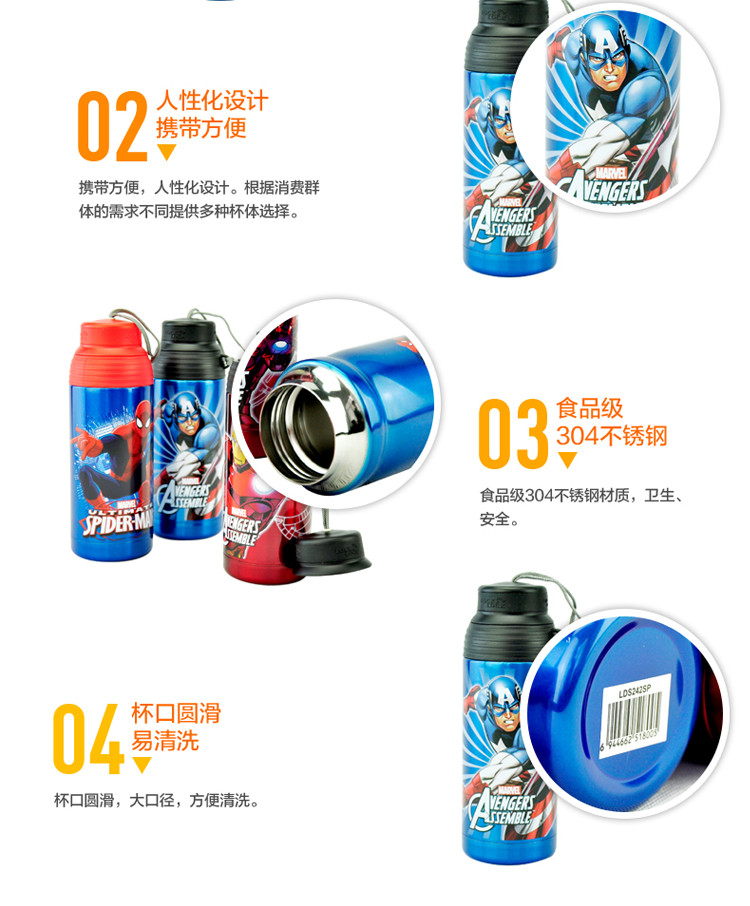 乐扣乐扣（locklock） 卡通英雄保温杯300ml LDS242CA/IR/SP 茶网款美国队长