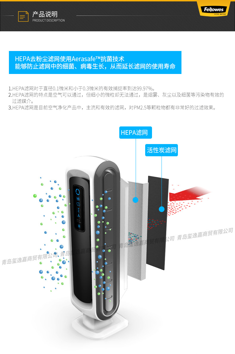 范罗士/Fellowes 空气净化器DX5 HEPA去粉尘滤网