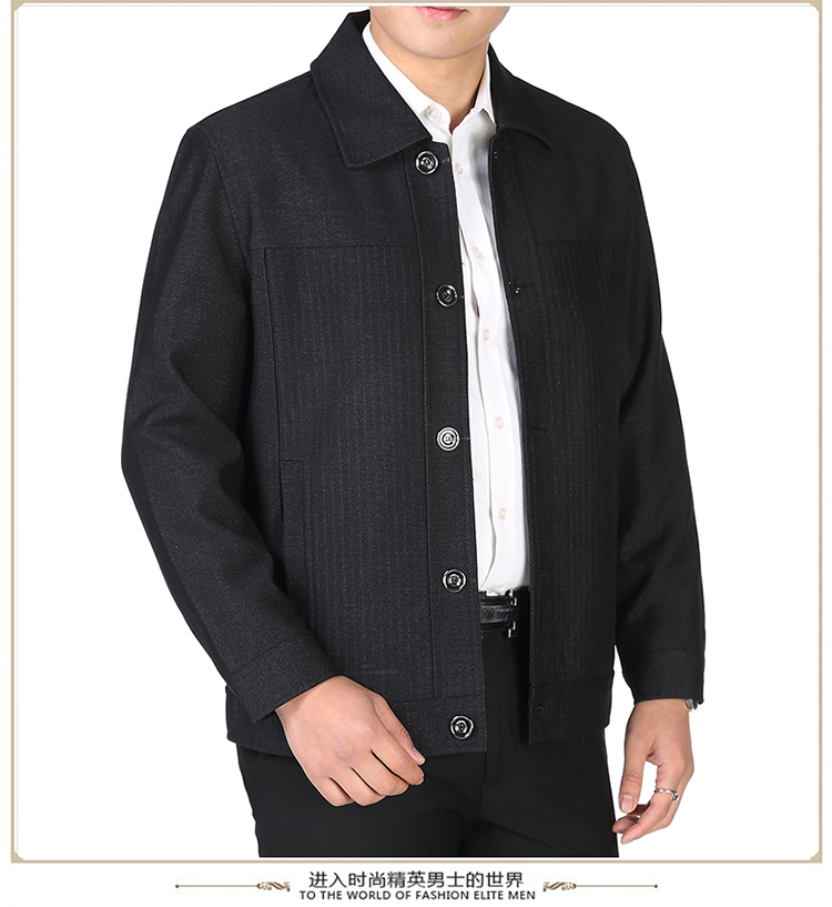 瀚瑞翻领单排扣外套男士加肥加大深色通勤长袖开衫夹克WXP777 778