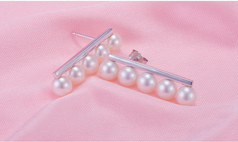 千足珍珠balance系列6-6.5mm圆润亮泽淡水珍珠耳环耳钉潮品