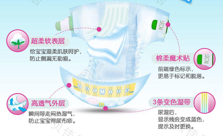 台湾花王妙而舒呵护透气婴幼儿纸尿裤原装进口S66片*1包