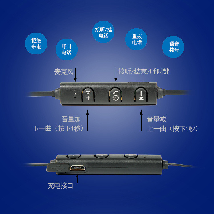 艾可优 运动蓝牙耳机新款大牛角4.1立体声爆款运动耳机MGRBT-1