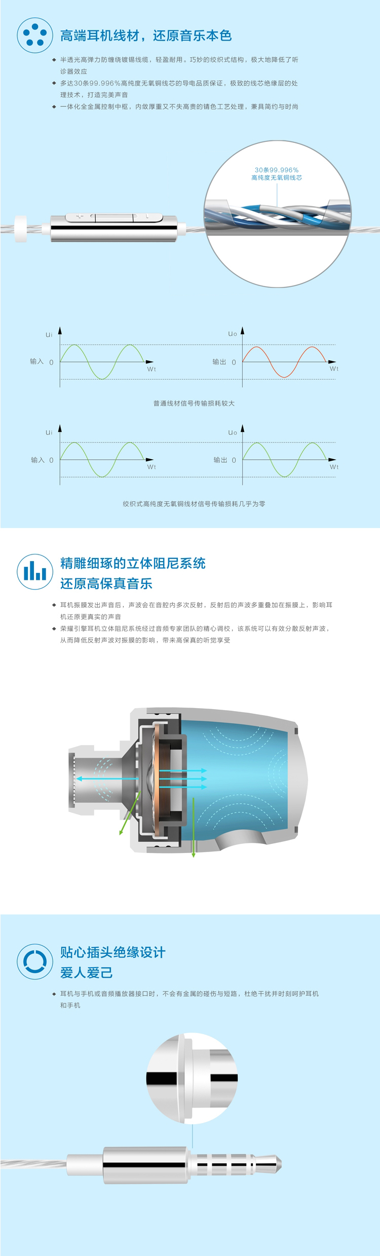 华为荣耀 引擎耳机 AM12 原装三键线控防缠绕入耳式高保真立体声引擎耳机