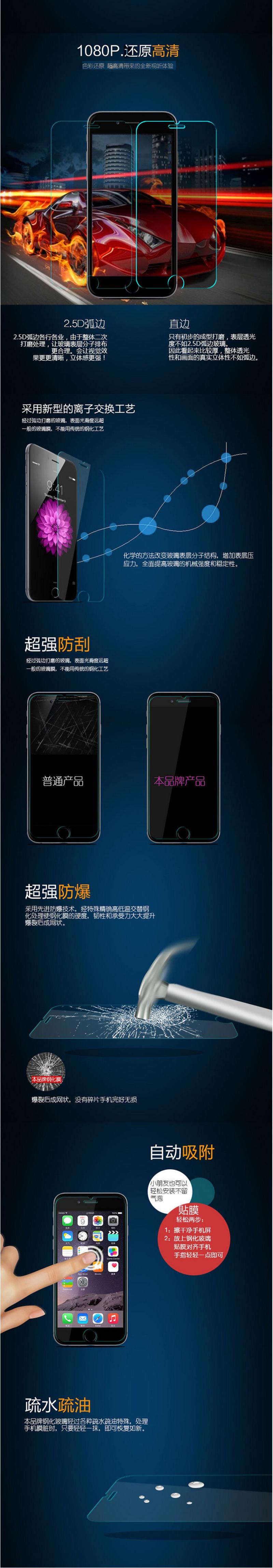 30个优惠装 苹果 iPhone6/6S/6Plus/6SPlus防爆钢化玻璃膜高清手机贴膜