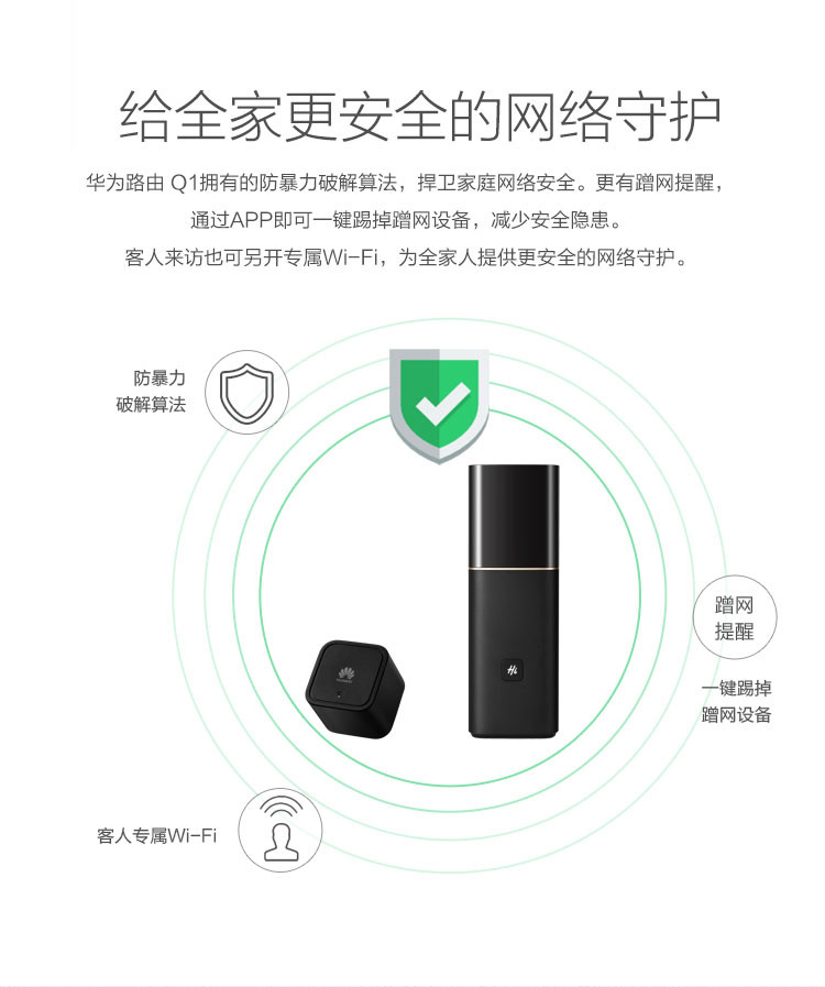 华为（HUAWEI）华为路由Q1子母路由/双WiFi覆盖/穿墙稳定/智能家居/网络安全无线路由器