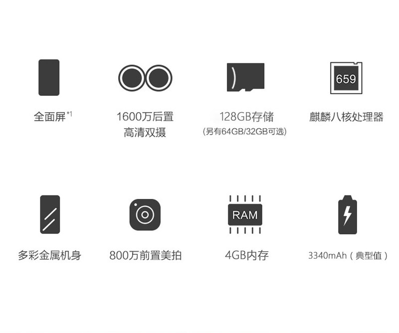 华为 HUAWEI 荣耀畅玩7X 4G+128G 极光蓝/幻影黑 全网通4G手机 移动联通电信手机