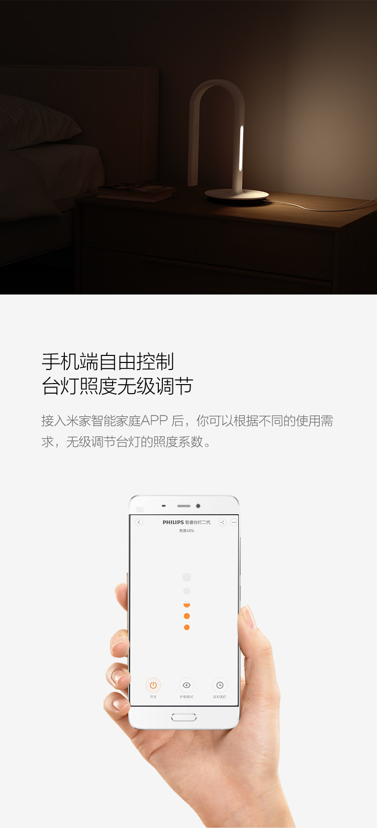 米家（MIJIA）飞利浦（PHILIPS）双品牌 智睿台灯二代 LED智能护眼灯 小米台灯 迷你阅读