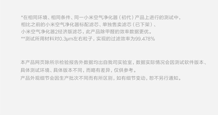 小米（MI）空气净化器滤芯 除甲醛增强版 小米空气净化器1代、2代通用