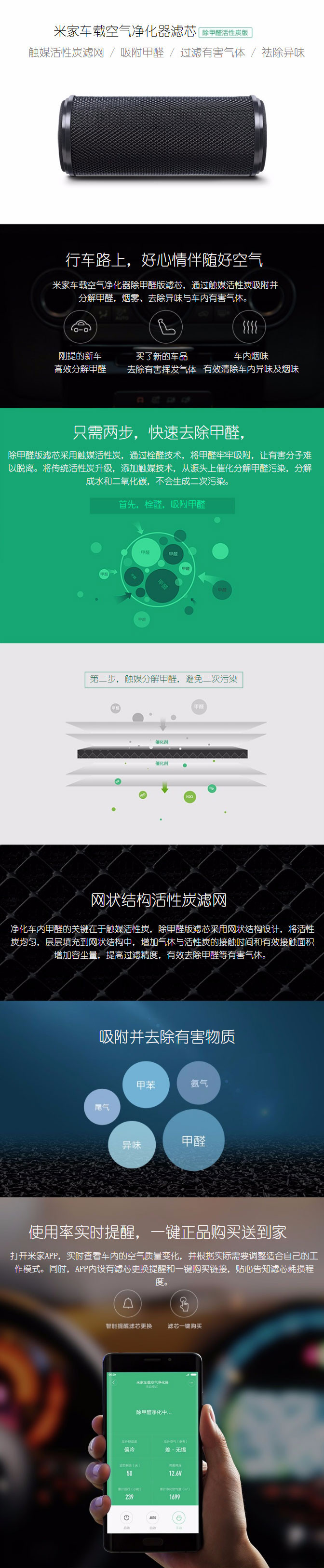 米家（MIJIA）小米 车载空气净化器滤芯 除甲醛滤芯