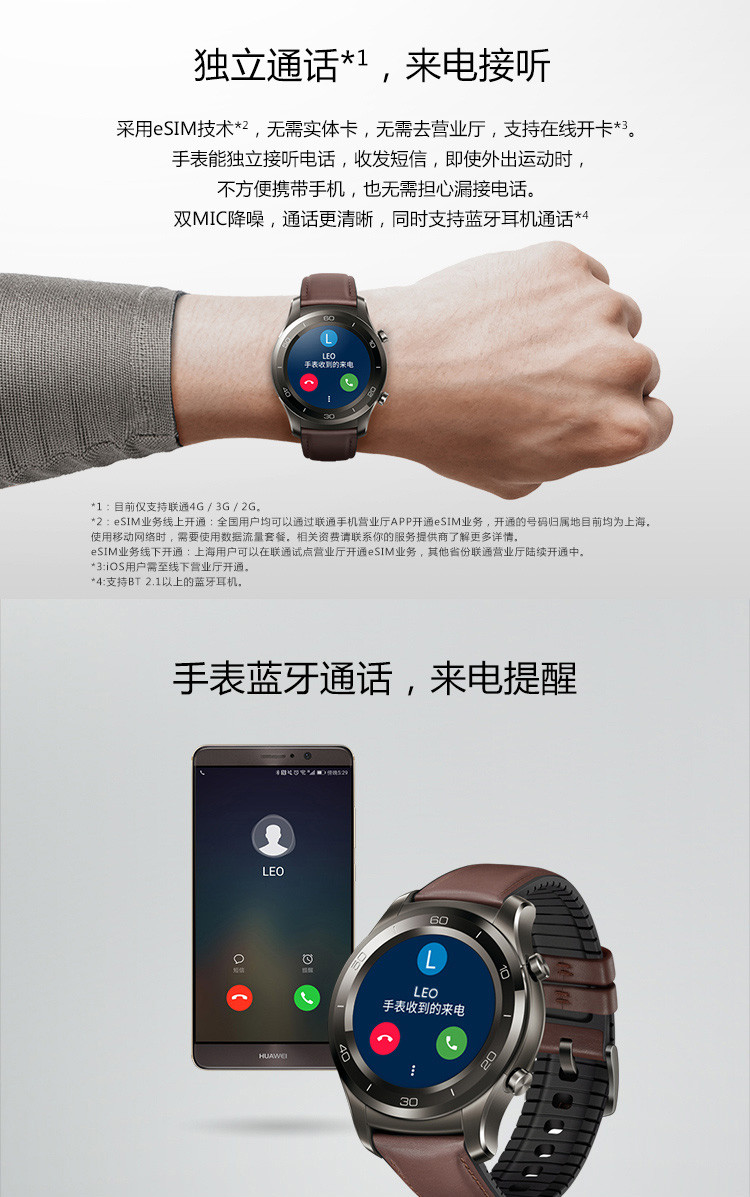 HUAWEI WATCH 2 Pro华为新款智能手表 独立通话(eSIM技术) GPS心率 FIRS