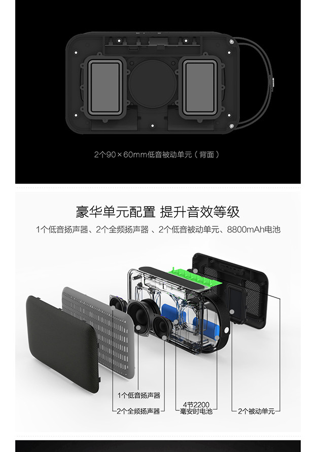 朗琴M650无线蓝牙音箱 2.1低音炮音响 HIFI级便携手提户外音响 电脑手机4.0音箱 魅惑黑