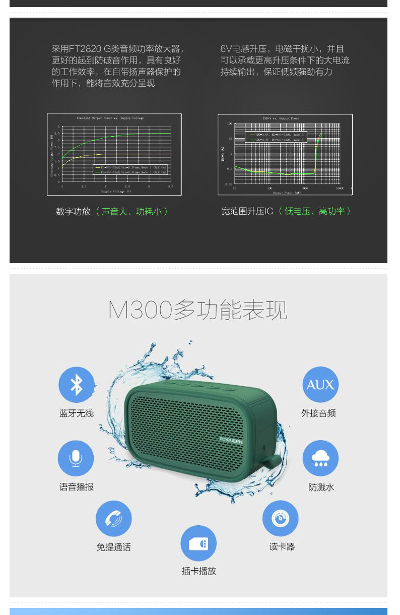 朗琴M300 蓝牙音箱便携插卡迷你小音响 无线蓝牙4.0电脑手机音箱低音炮 免提通话 插卡