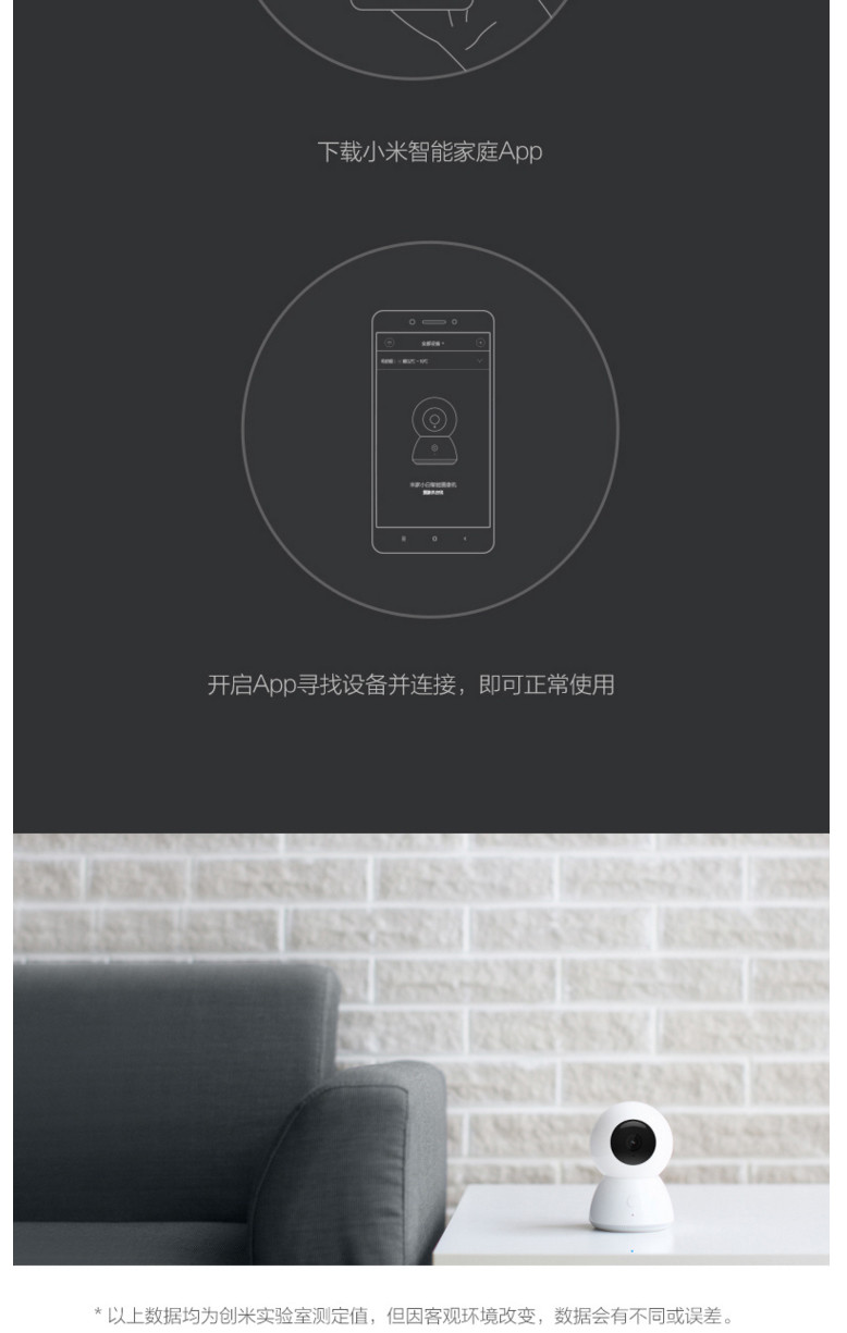 小米/MIUI 米家小白智能摄像机 1080P高清云台摄像头 双向对讲 红外夜视 360°全景监控拍