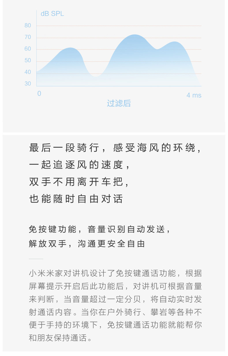 小米/MIUI 小米米家对讲机 蓝色白色 民用迷你手台 位置共享 FM收音机