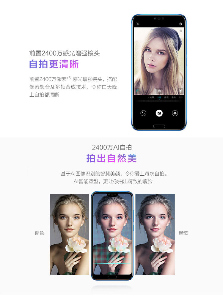 华为/HUAWEI 荣耀10 全面屏AI摄影手机 6GB+128GB 灰色