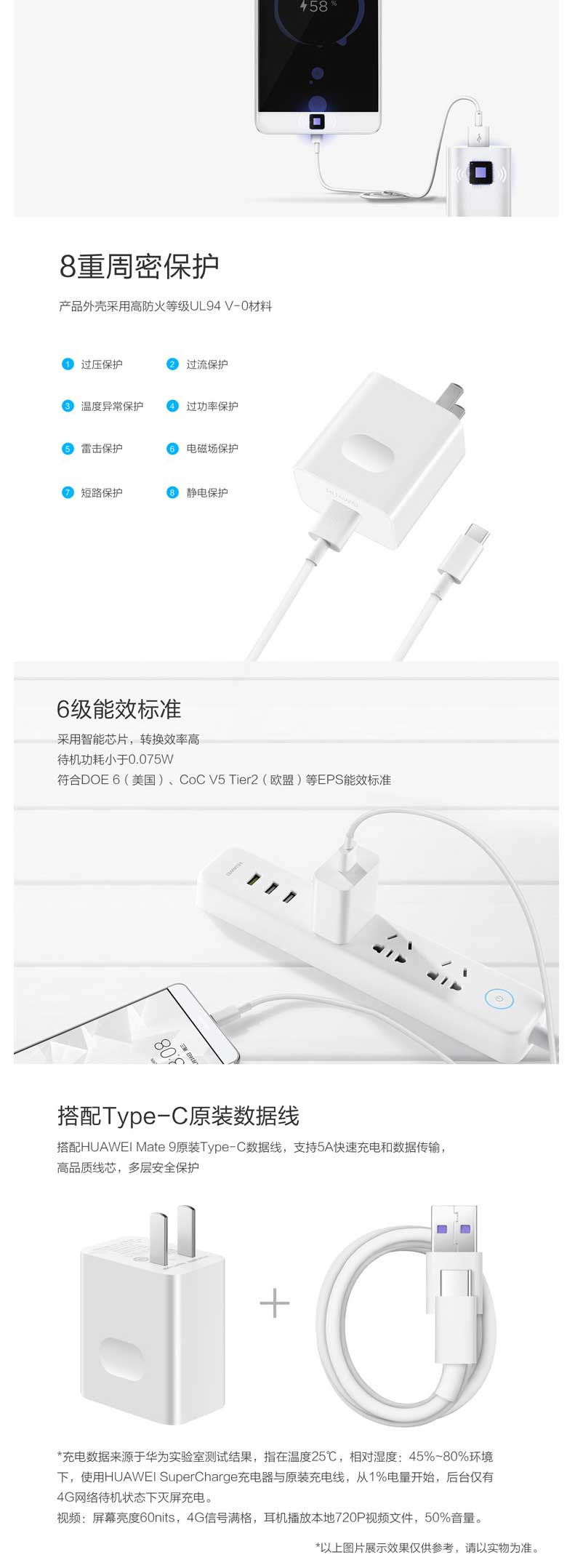 华为/HUAWEI 华为快速充电套装 4.5V/5A充电头+Type-c充电线  华为充电器