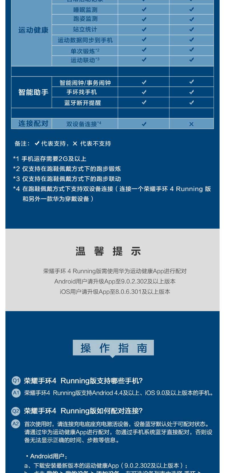 荣耀手环4 Running版 智能手环 跑姿监测 50米防水 长续航 睡眠监测