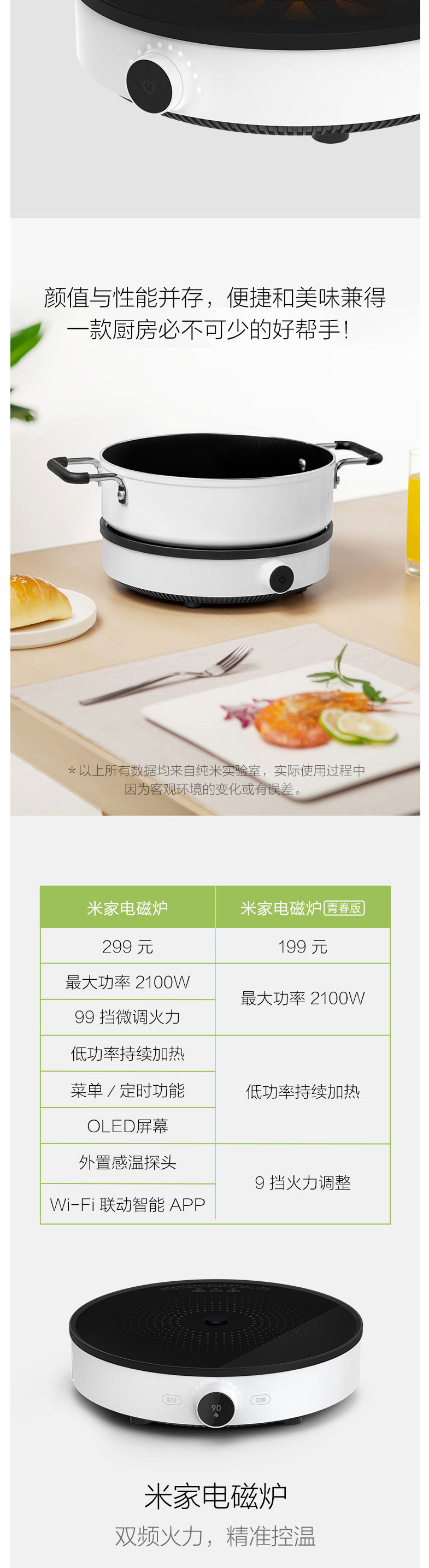 小米/MIUI 米家电磁炉青春版家用双频火力智能温控灶 小米米家电磁炉
