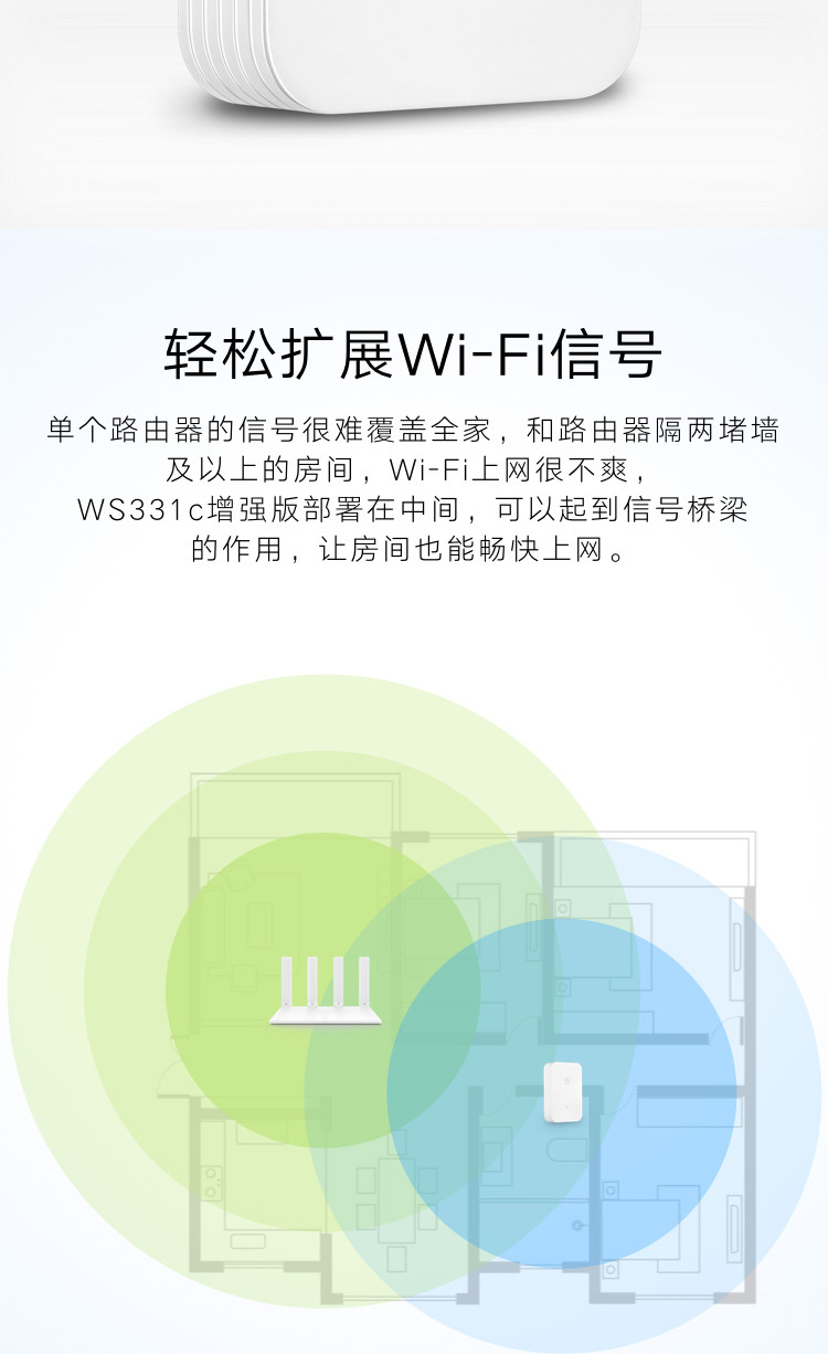 华为/HUAWEI WS331c路由器 增强版WiFi信号放大器 无线扩展器中继器 无线信号增强器