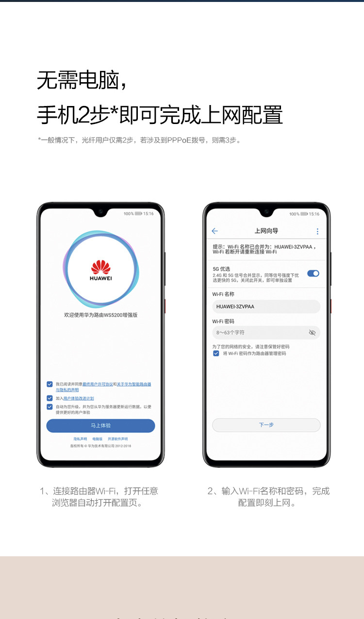 华为/HUAWEI WS5200无线路由器 1200M双频wifi 增强版5G双频智能高速无线路由器