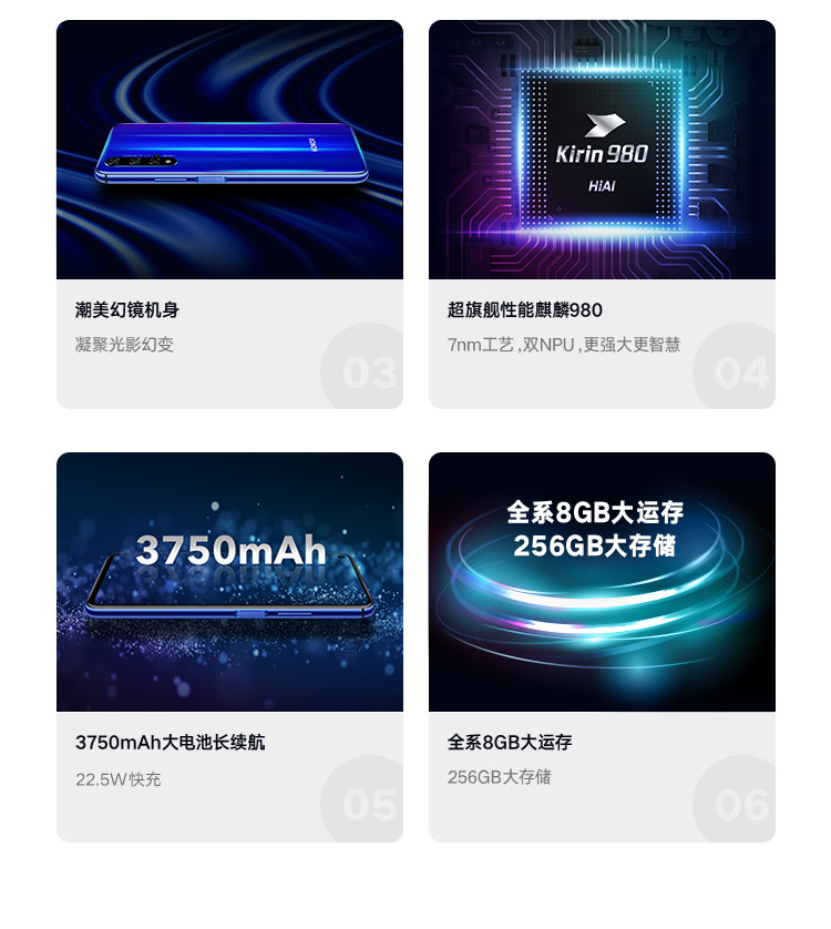 华为/HUAWEI 荣耀20全网通手机8+256GB 4800万超广角AI四摄 3200W美颜自拍