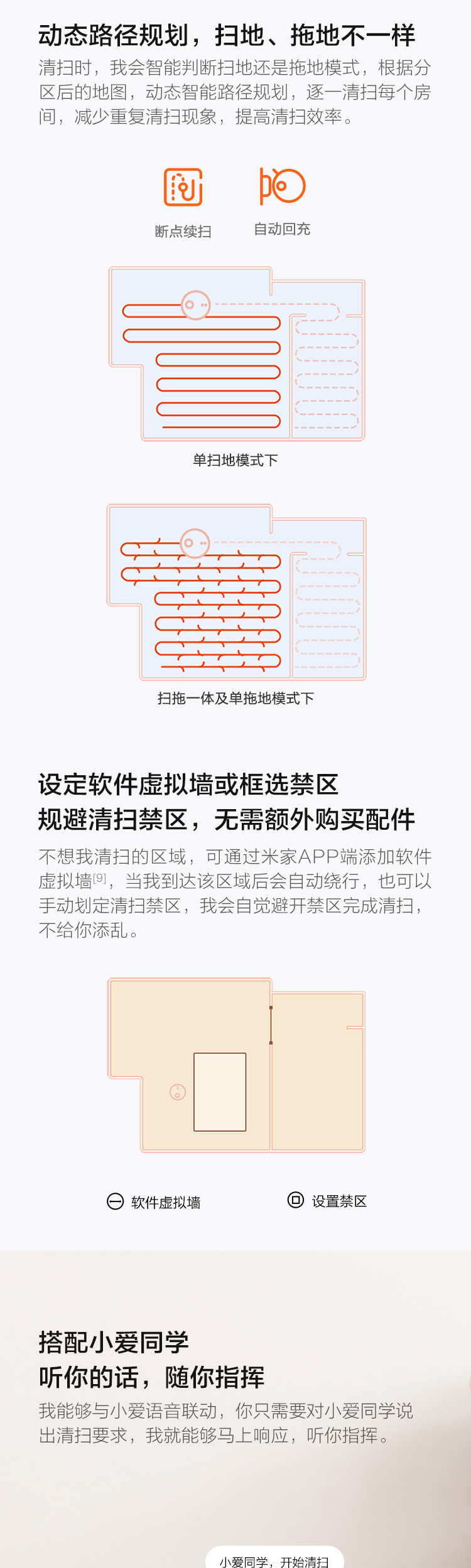 小米/MIUI 米家扫拖一体机器人 家用吸尘器 智能路线规划房间分区 APP操控