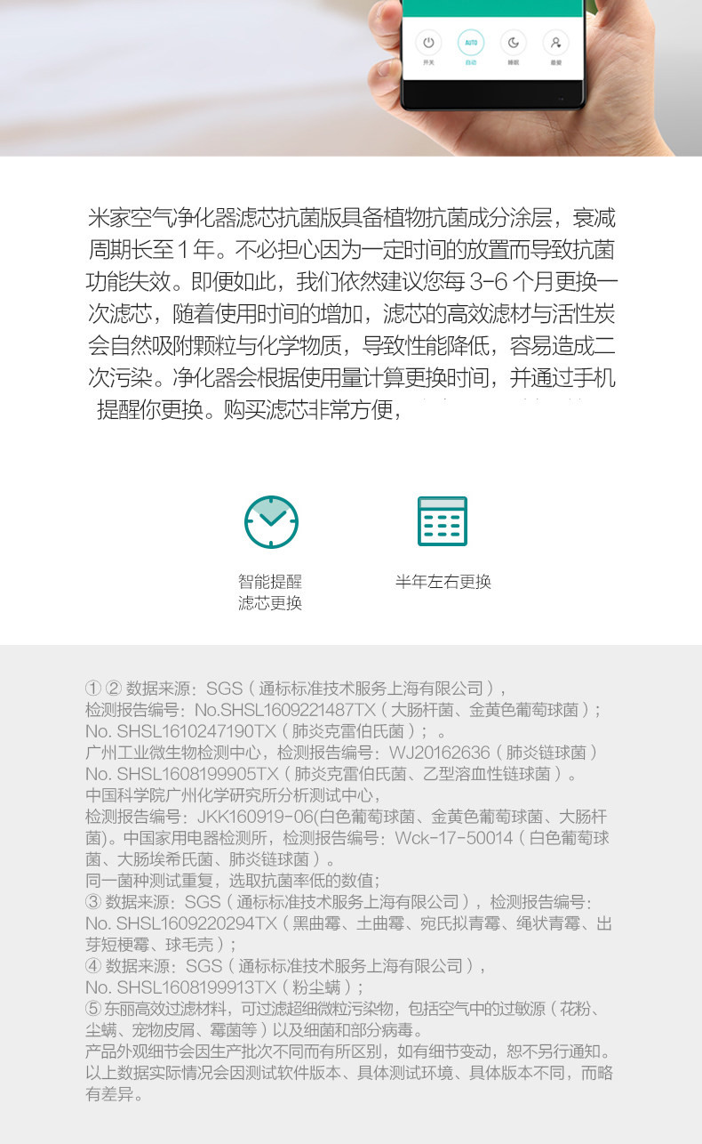 小米/MIUI 米家空气净化器抗菌版滤芯2代1代pro通用甲醛PM2.5颗粒物