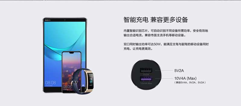 华为/HUAWEI 车载充电器SuperCharge快充版（Max 40W）兼容性大 CP37