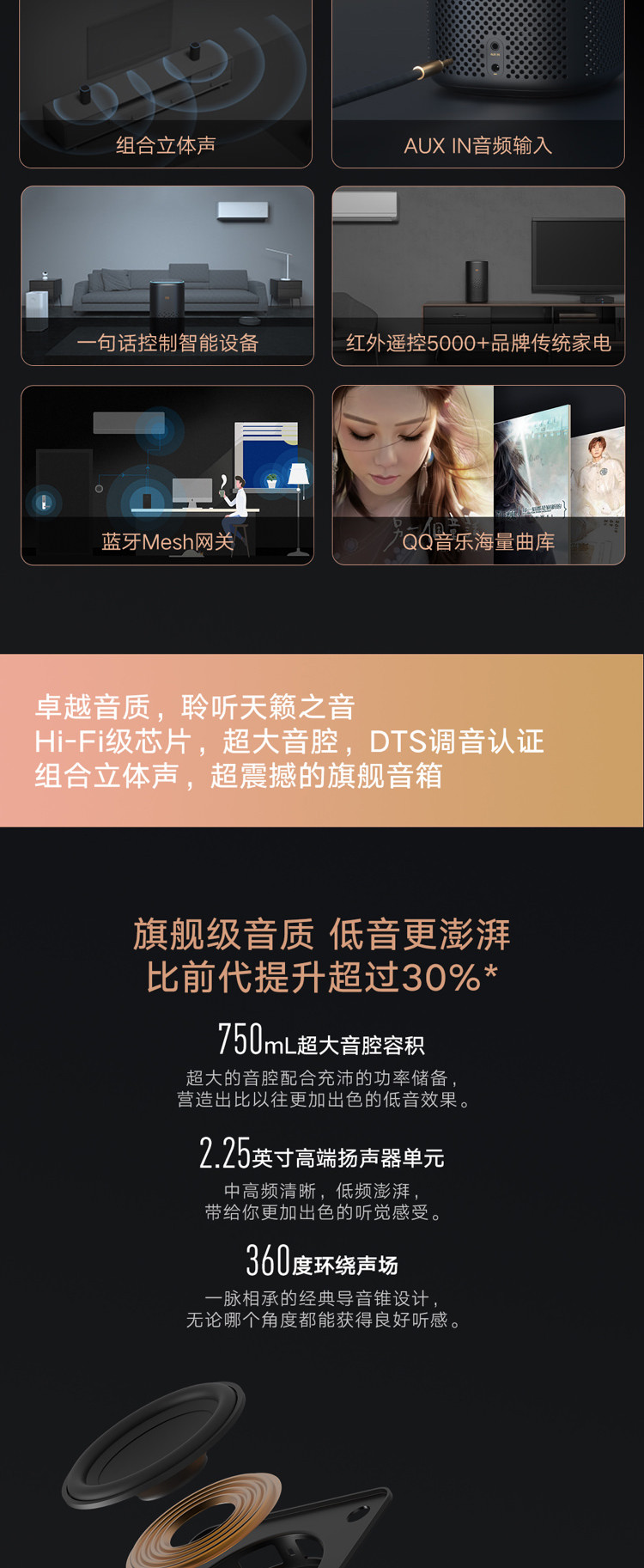 小米/MIUI 小爱音箱 Pro 黑色 小爱同学智能音箱 智能设备控制 遥控传统家电 蓝牙Mesh网