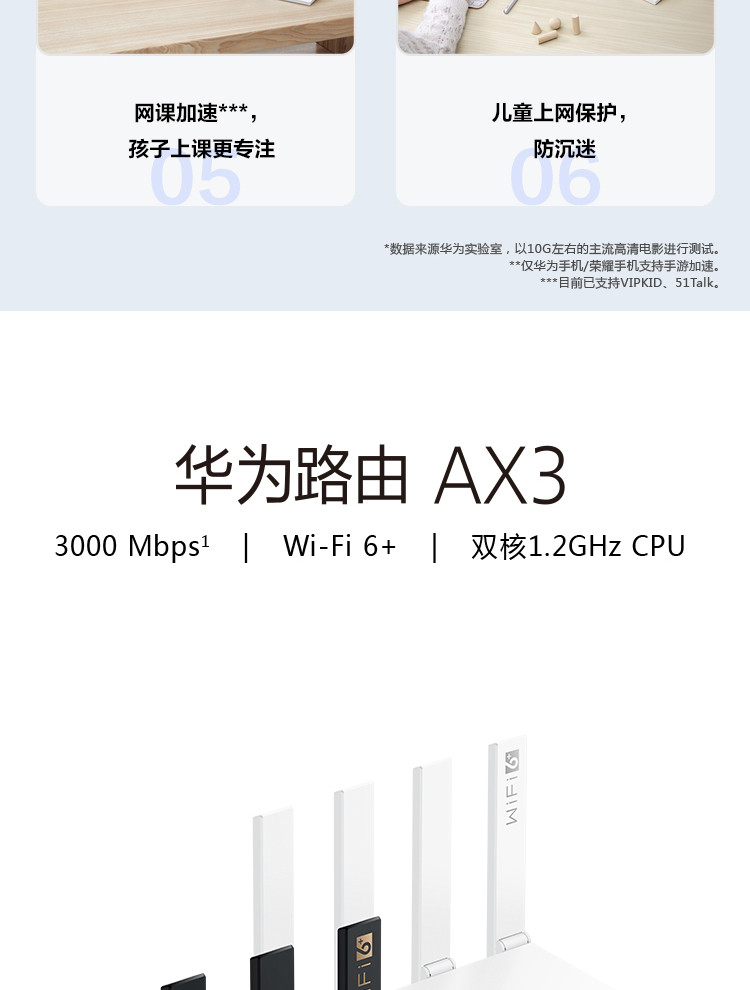 华为/HUAWEI 华为千兆路由器 AX3 双核 wifi6 全千兆端口家用无线WiFi高速穿墙