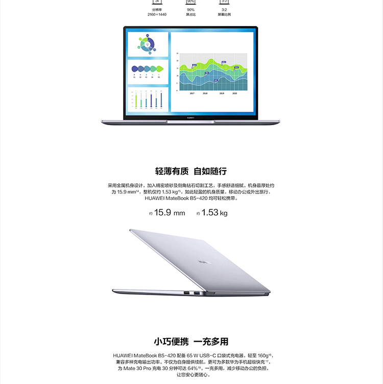 华为/HUAWEI  MateBook B5-420 集显十代酷 i5 8GB 512GB（深空灰）