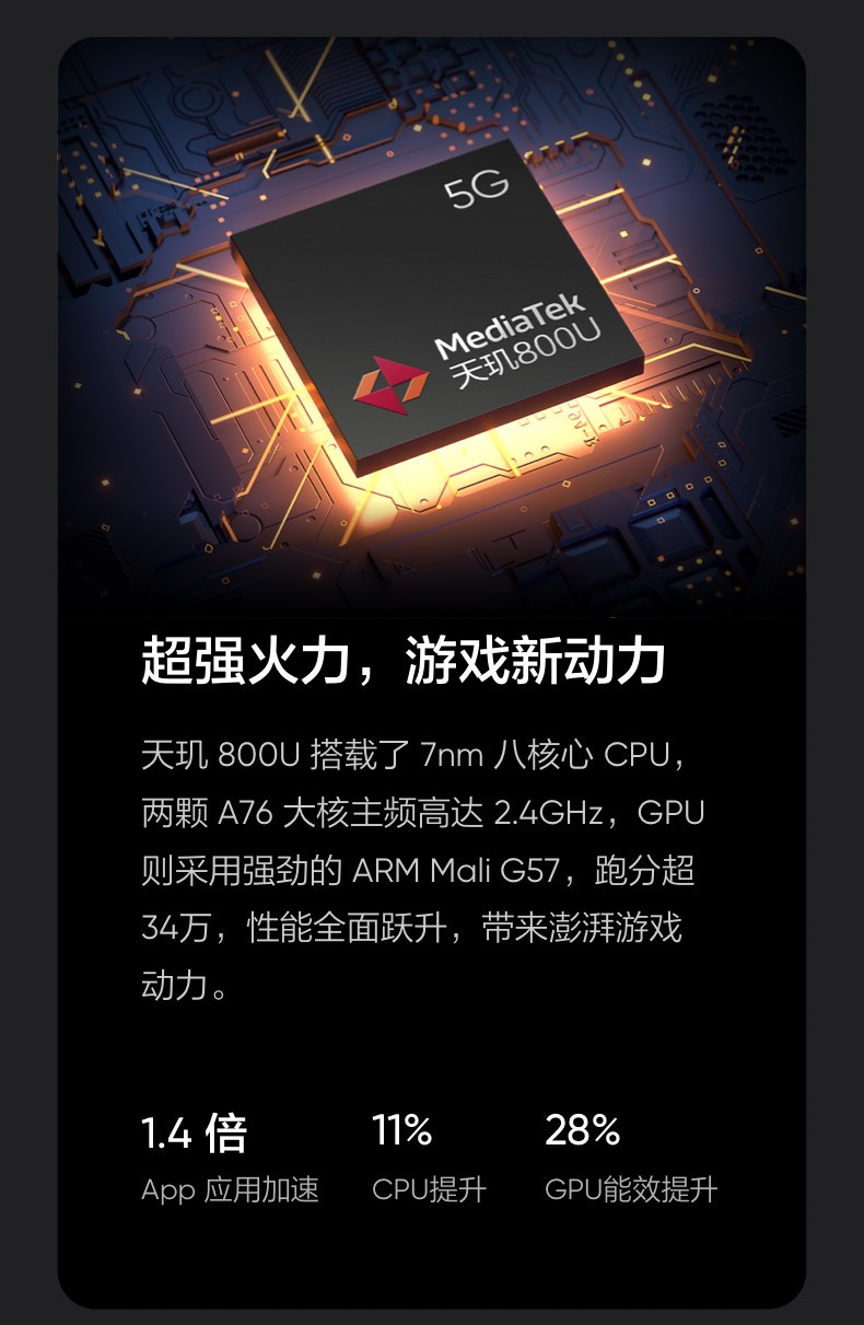 realme 真我V15 8+128GB 6400万像素 50W智慧闪充 双5g游戏手机